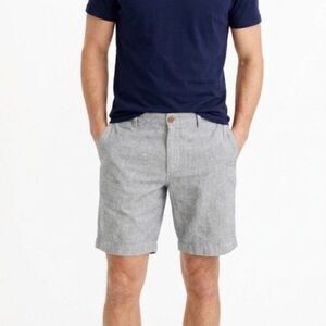 J. Crew Factory Men's Gray Textured Linen Blend Flat Front Beach Shorts Size 35